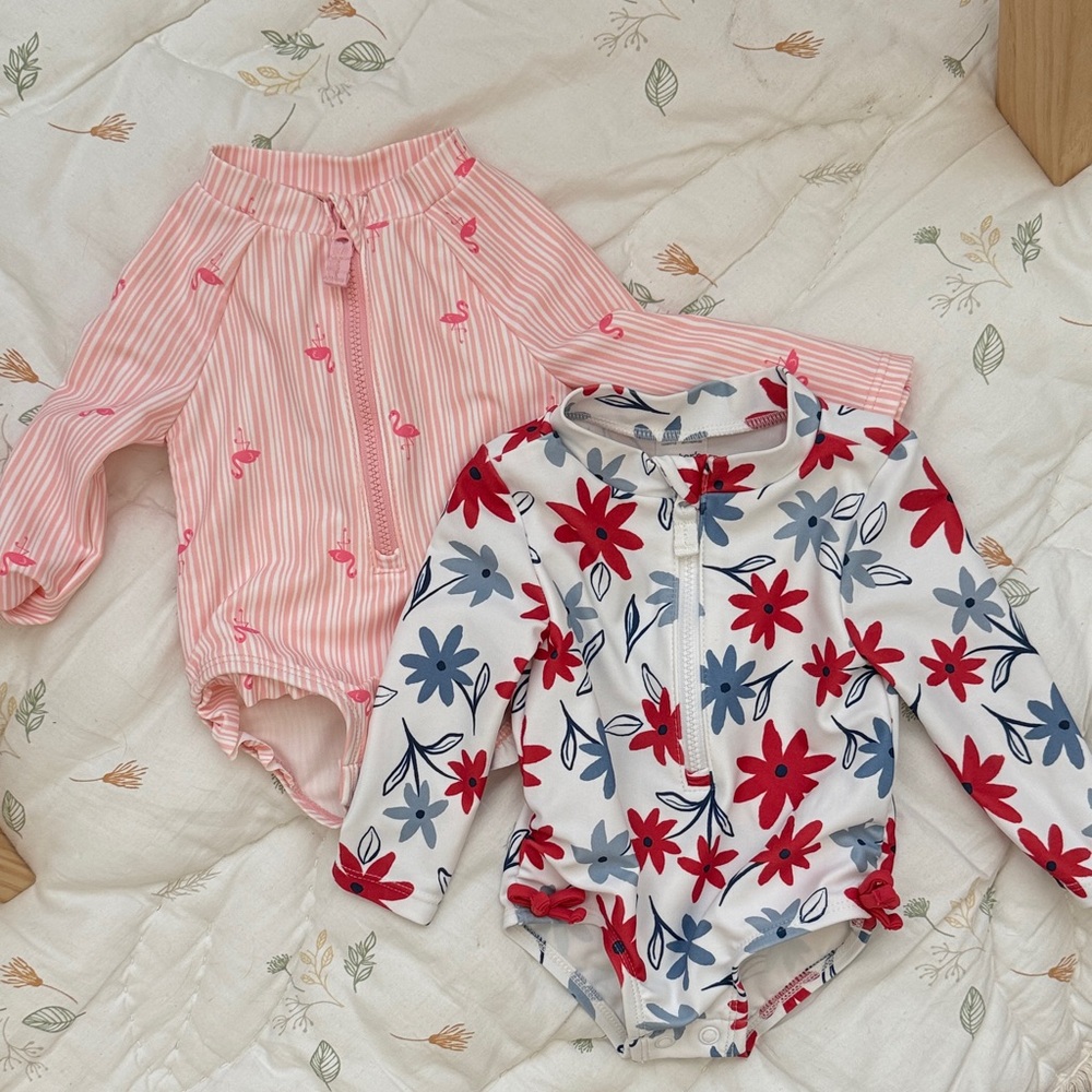 Carter's Pink and White Floral Kids Swim One Piece